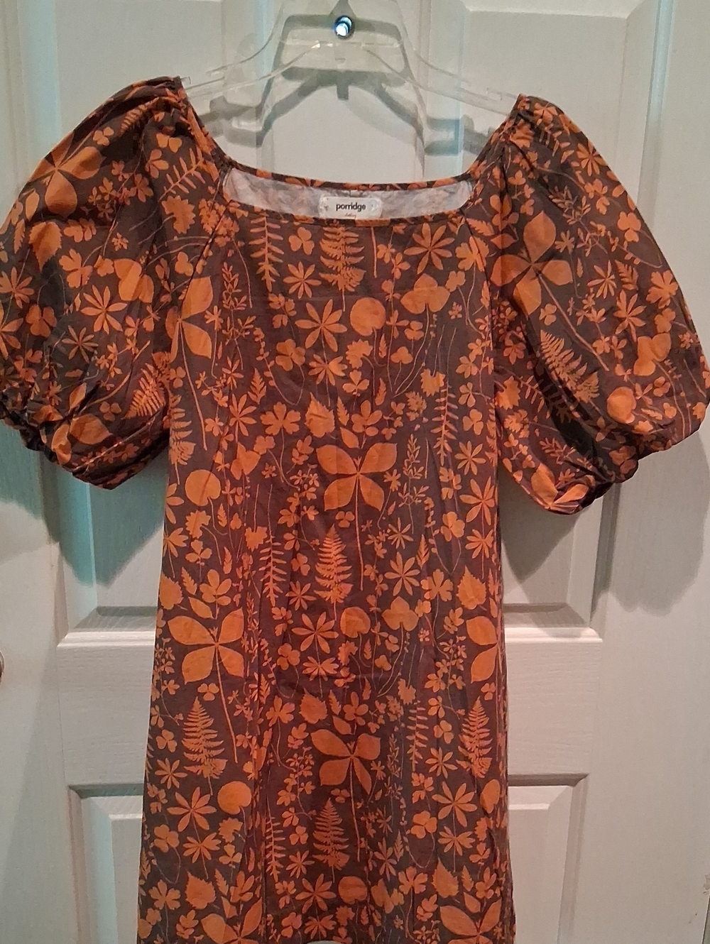 Porridge Orange Floral Puff-Sleeve Mini Dress
